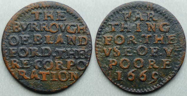 Blandford Forum, corporation issue 1669 farthing